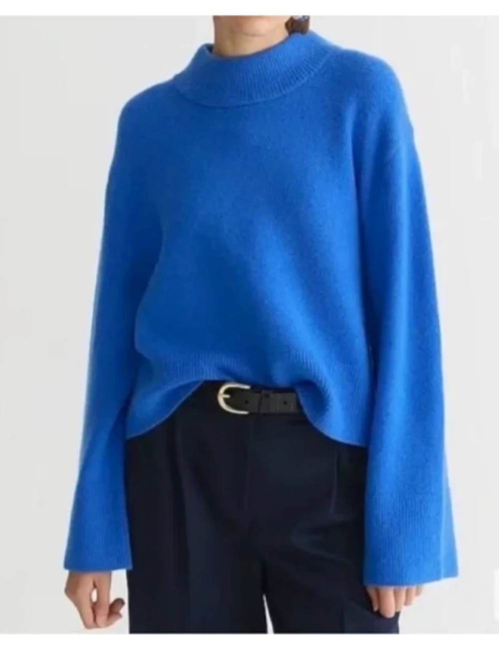 J Crew Sz L Chunky Crewneck Pullover Sweater In Super Soft Yarn In Blue